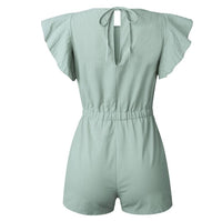 Ruffled pocket lace-up women's jumpsuit