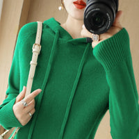 Thick Sweater Base Layer Coat Top Hooded Wool Knit Sweater