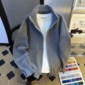 Mens Hip-Hop Retro Zip-Up Knitted Cardigan Warm Sweater