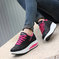 Thick bottom shake shoes women's leather casual shoes non-slip walking shoes travel shoes Korean version of the increase single shoes large size