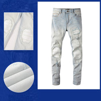 Men's Retro High Street Light Blue Jeans