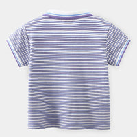 Children's Cartoon Short Sleeve Striped T-shirt