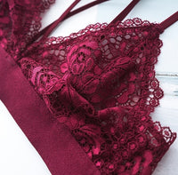 French sexy triangle cup sexy ultra-thin no steel ring underwear hollow lace breathable bra set