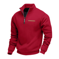 Men's Warm Stand Collar Contrast Stripes Sport Sweatshirt
