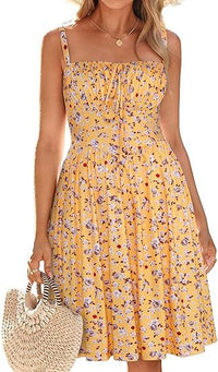 Womens Retro Elegant Lace-Up Holiday Beach Dress