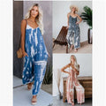 Loose sling tapered printed jumpsuit