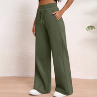 Wide-leg Ribbed High-waist Athletic Pants Loose-fitting And Slimming