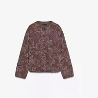 Women's Animal Texture Printed Round Neck Jacket Cotton-padded Jacket