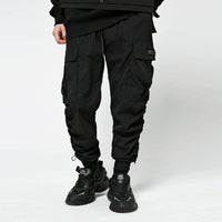 Men's ins street fashion brand multi-pocket overalls trendy elastic waist pants