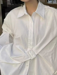Irregularly Tied Waist Loose Casual Shirt