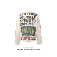 Retro Distressed Printed High Street Round Neck Hip Hop Long Sleeve Sweater