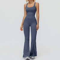 Cross Back Micro-pull Wide-leg Jumpsuit Running Sports Workout Clothes For Women