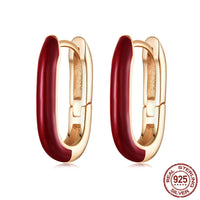 Original Geometric Angela Red Ear Clip Romantic Elegant S925 Sterling Silver