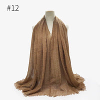 Bubble plain Scarf / cotton scarf fringes women soft solid hijab popular muffler shawls big Pashmina wrap hijab