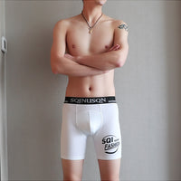 Ice Silk Plus Men's Sports Fitness Anti-wear Leg Anti-exposure Youth Long Boxers