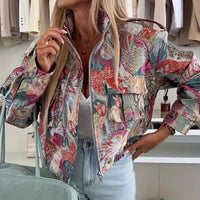 European And American Women's Fall New Peacock Printings Jacket