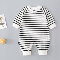 Thin striped split leg baby romper