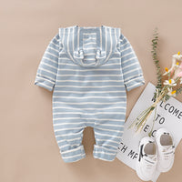 Blue cotton stripe jumpsuit