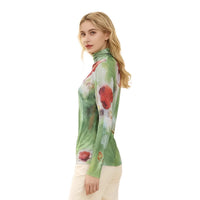 Womens High-neck 3D-cut Printed Top