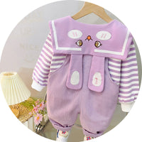 Baby Girl's Suspender Suit Spring And Autumn Western Style Cute Clothes