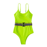 Women's Belly Covering Thin Solid Color One Piece Sling Swimsuit
