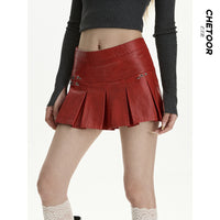 Sweet Cool Hot Girl Red Skirt Women's Spring And Autumn New High Waist