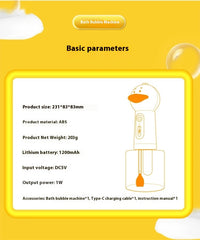 Dog Supplies Small Yellow Duck Bath Bubble Machine