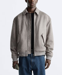 Men's Quilted Suede Texture Lapel Jacket
