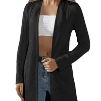 Women's Solid-color Textured Long-sleeve Cardigan Jacket