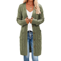 Knitted Long Cable-Knit Sweater Womens Loose Cardigan Coat