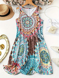 Women's Fashion Printed V-neck Sleeveless Dress