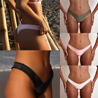 Women's Solid Color Low Waist Beach Pants Briefs Bikini Bottoms