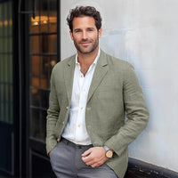 Men's Jacket Casual Cotton And Linen Suit