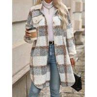 Lapel Colorblock Plaid Jacket New Design Sense Padded Coat Women's Clothing
