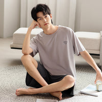 Men's Ice Silk Summer Short-Sleeve Shorts Thin Homewear Set