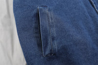 Color Stitching Thickened Quilted Baseball Uniform Denim