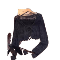 Knitted Long Sleeve Sun Protection Thin Cardigan Blouse Ice Silk Air Conditioning Top