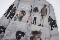 Winter Street Hip-hop American Full Pattern Print Cotton-padded Jacket Coat