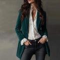 Womens Velvet Blazer With Long Sleeves For A Refined Look