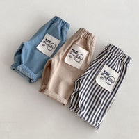Boys' Japanese Style Stripe Printed Casual Trousers