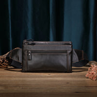 Men's Outdoor Work First Layer Cowhide Large Capacity Waterproof Waist Bag