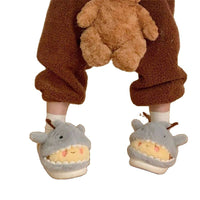 Shark Cotton Slippers Men And Women Fun And Cute Shark Bee Couple Household Bag Heel Fluffy Shoes Winter