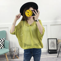 Spring And Summer Loose V-neck Hollow Sweater