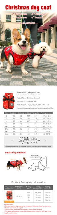 Autumn And Winter Clothing Warm Pet Clothing Waterproof Reflective Tape Chest Back Dog Cotton