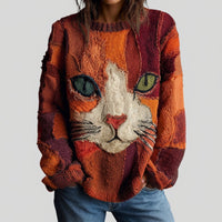 European-style Loose Animal Print Faux Sweater