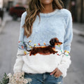 Womens 3D Digital Print Christmas Crew-Neck Sweatshirt