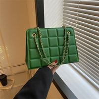 Plaid Bag Womens Small Diamond-Pattern Embroidered Grid Shoulder Bag