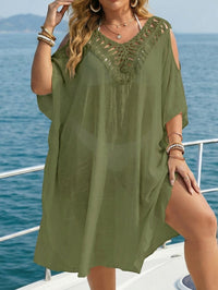 Spliced Sexy Backless Off-Shoulder Strap Beach Dress Loose Cover-Up Dress