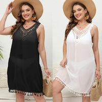 Hand-crocheted Patchwork V-neck Sexy Camisole Dress Bikini Cover-up For Women