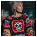 Womens Retro Printed American Style Streetwear Loose Knit Sweater Top